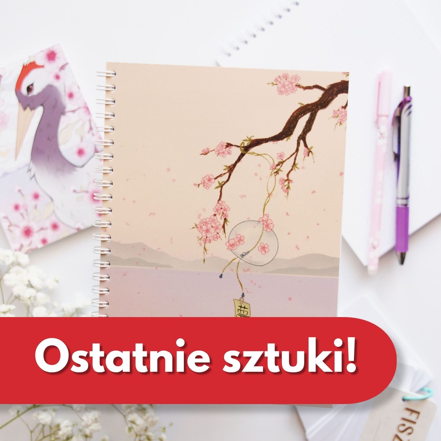 Zwycięski zeszyt - konkurs na okładkę 2026 | Zeszyt Wiosna marzeń | Zeszyt do kanji, hanzi i hangula | Zeszyt w kropki